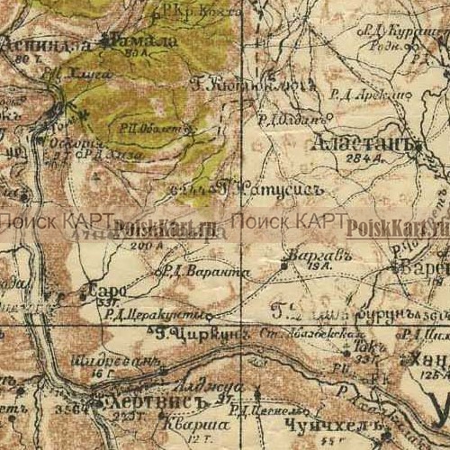 Старинная военно-топографическая карта Кавказского края 1877 года